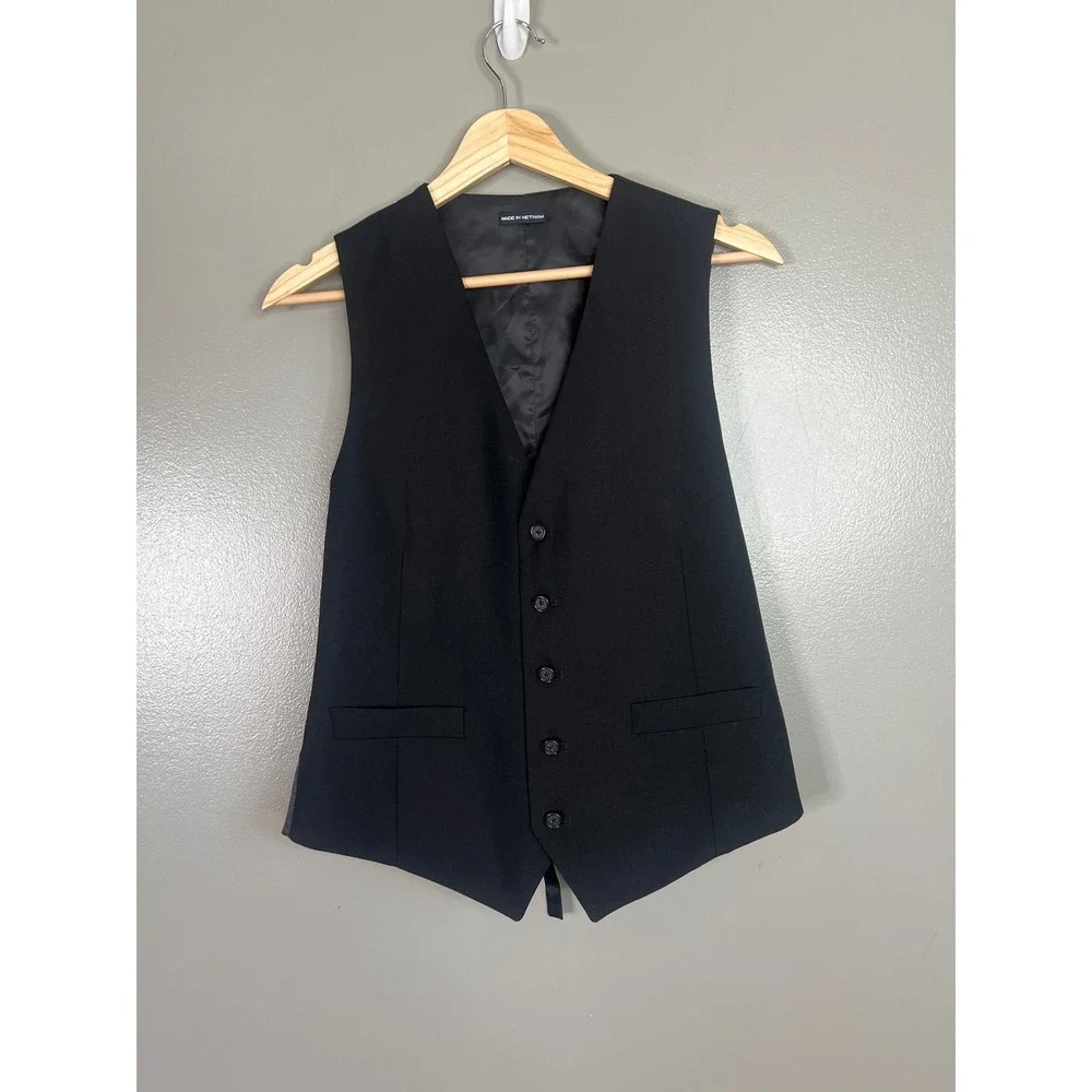 Nautica Mens Suit Vest Black Wool Blend  Medium grunge goth